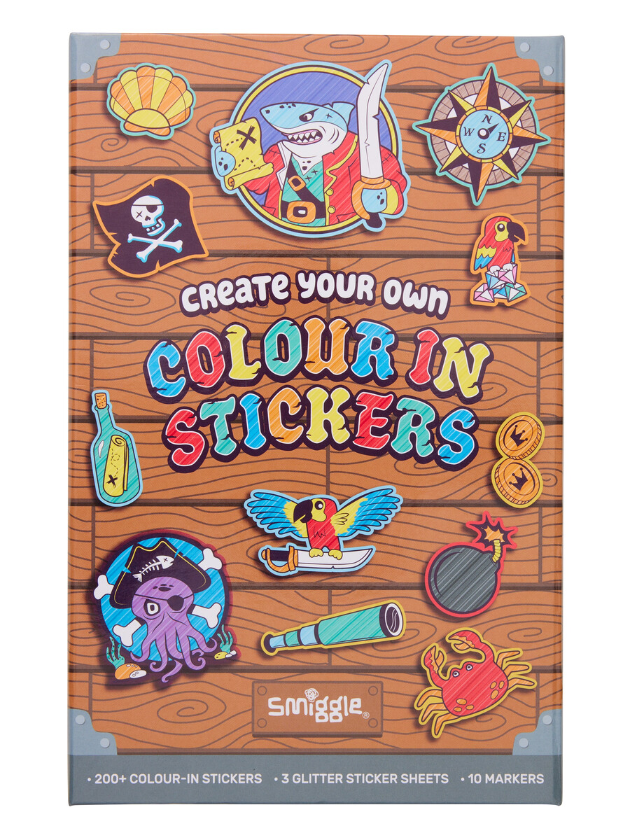 fun colour in stickers book activity box