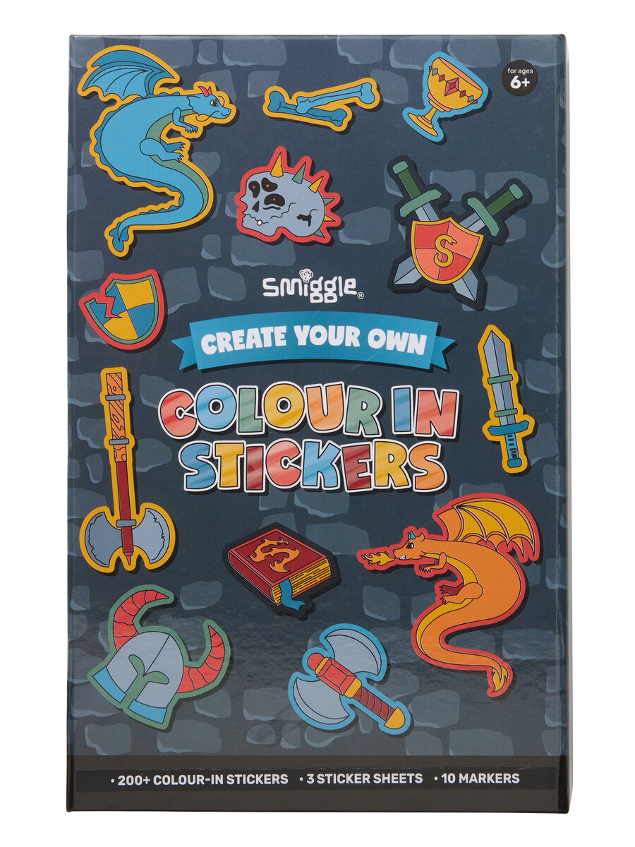 dragon trails colour in stickers book activity box