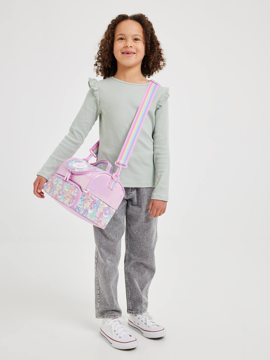 care bears large double compartment lunchbox with strap