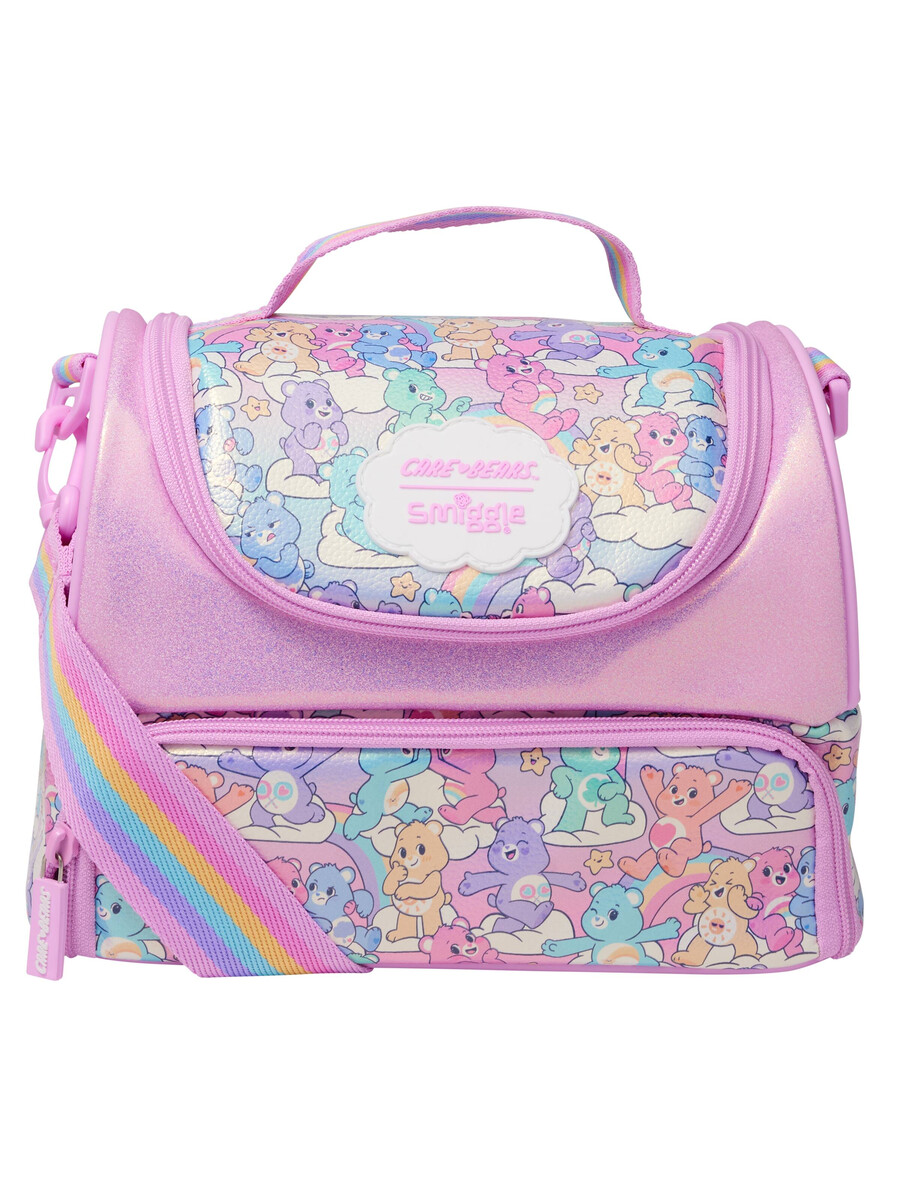 care bears large double compartment lunchbox with strap