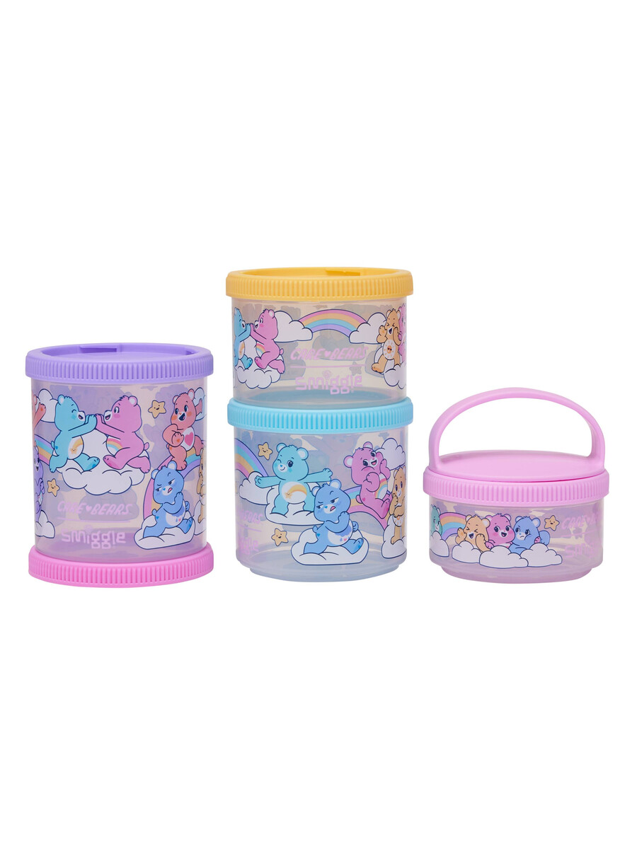 care bears large snack stack containers x4