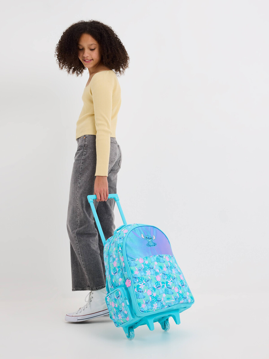 stitch trolley backpack with light up wheels