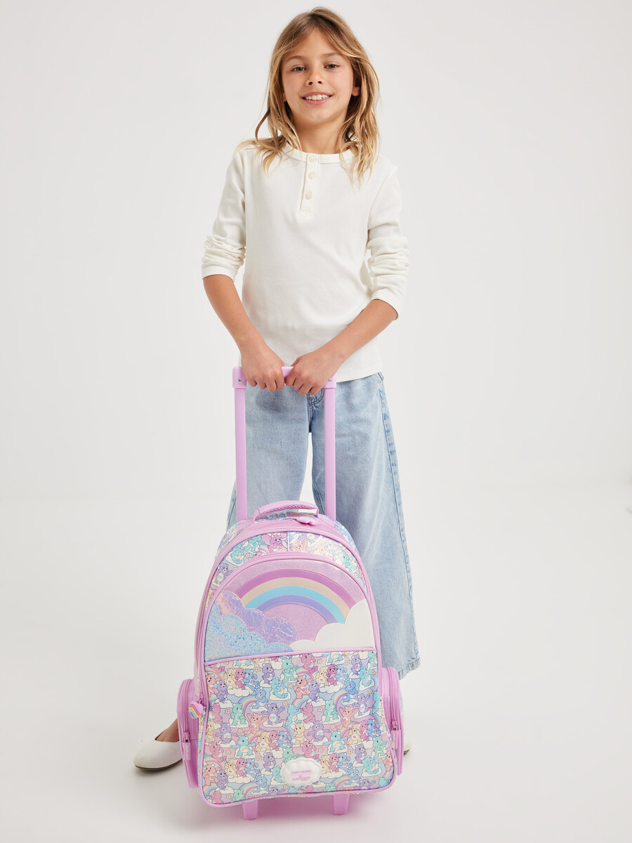 care bears trolley backpack with light up wheels