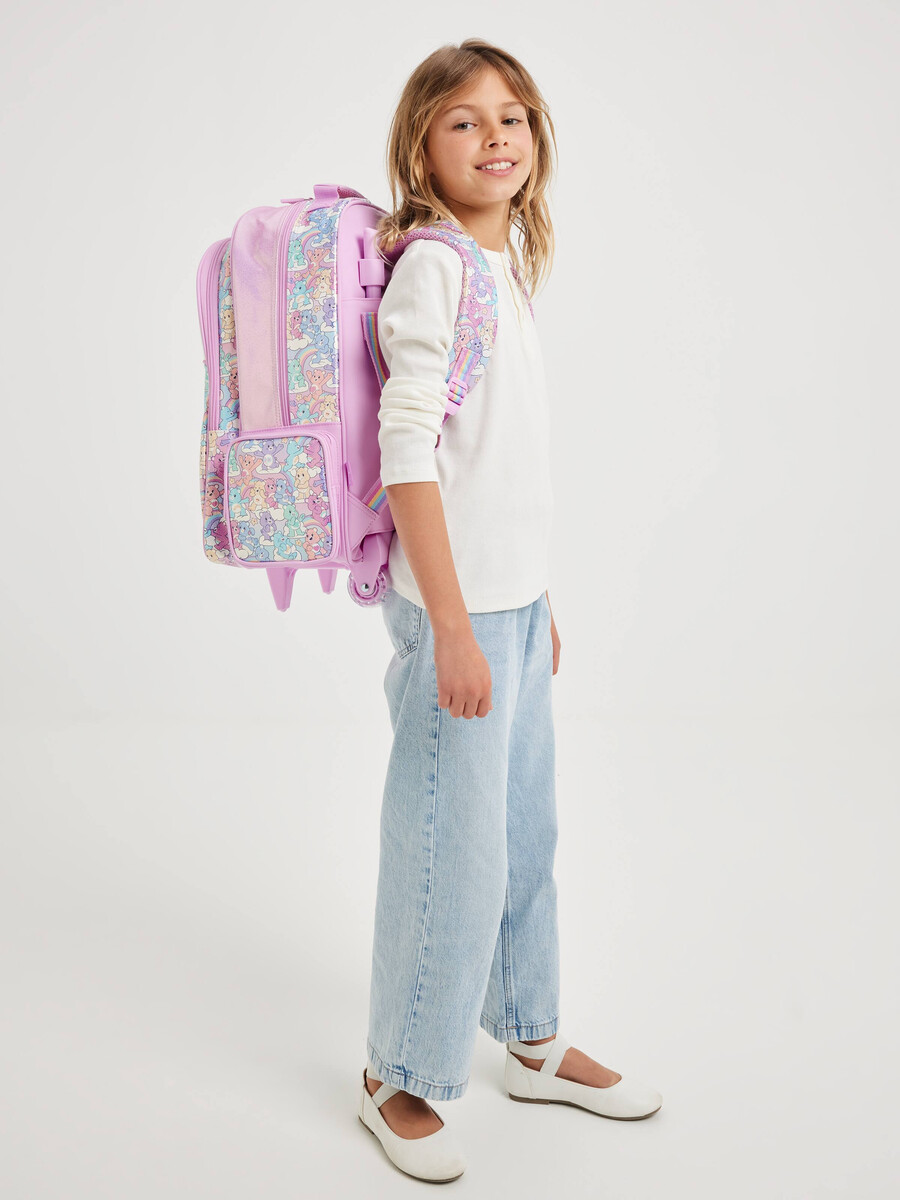 care bears trolley backpack with light up wheels